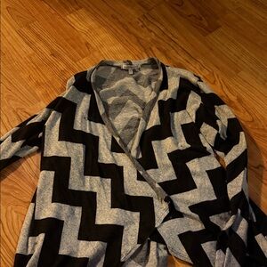 Gray and black cardigan sweater